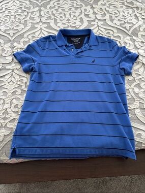 Nautica Royal Blue Polo with Thin Black Stripes